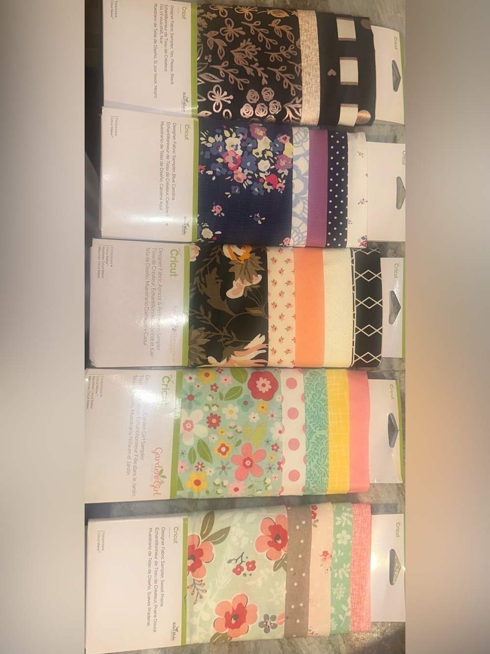 Lot of 5 Cricut Designer Fabric Samplers – Riley Blake & More – Floral Quilting
